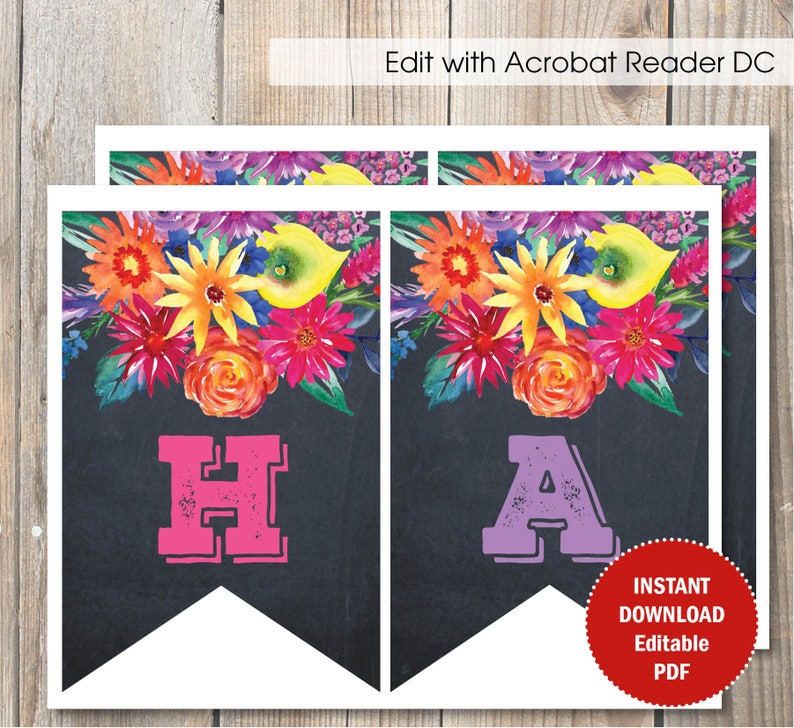 Editable Fiesta Party Banner / Fiesta Birthday banner / Editable PDF template. image 2