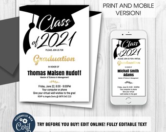 Graduation Editable Template / Black and Gold / Graduation | Etsy