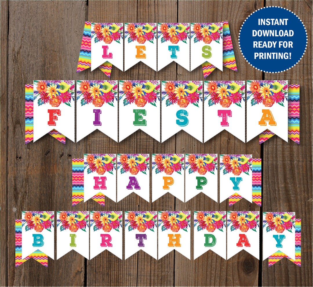 Fiesta Birthday Banner / Instant Download / Digital Printable / Ready ...