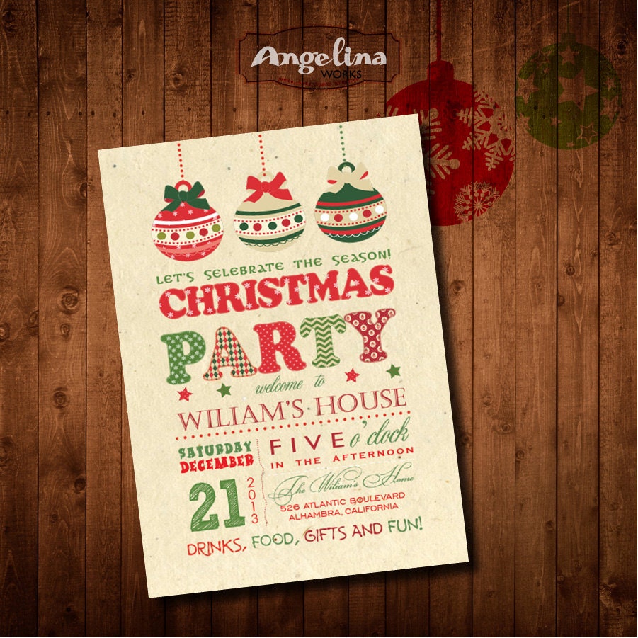 Christmas Party Invitation. DIY card. Digital Printable card Etsy