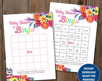 Fiesta Baby Shower Bingo Games. 30 different prefilled pages. Digital Printable cards