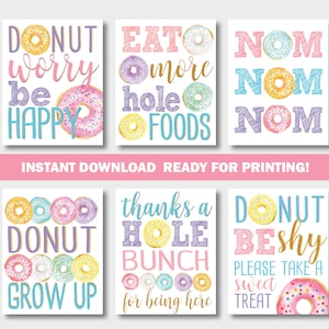 Donut Party Signs. 10x8, 5x7,  Digital Bundle. Printable Donut Theme Party Decoration. Birthday Celebration. Donut Grow up