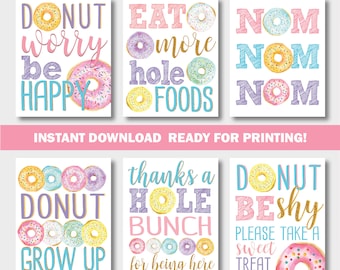 Donut Party Signs. 10x8, 5x7,  Digital Bundle. Printable Donut Theme Party Decoration. Birthday Celebration. Donut Grow up