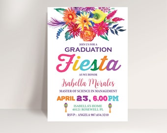 Graduation Fiesta Invitation, Graduation Party Announcement, Fiesta Party,  Party invitation