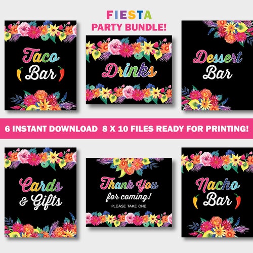 Editable Fiesta Signs Printable Mexican Theme Party Decor - Etsy