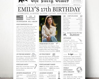 Born in 2007, 17th Birthday Newspaper Poster Sign, 17 Birthday AMERICAN Poster, 17 Years Ago Back in 2007, Digital Printable Sign