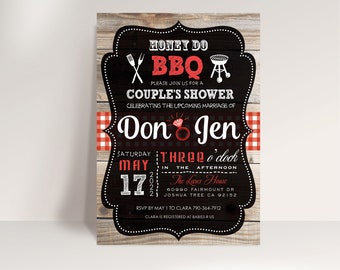 Honey Do Shower Invitation. Couples BBQ. Digital Printable Card