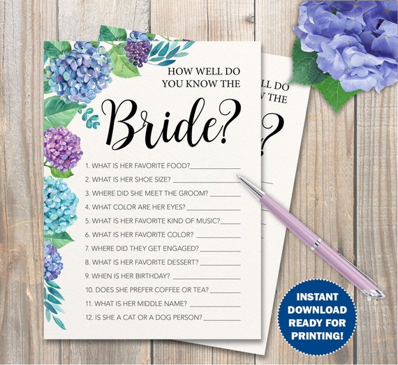 How Well Do You Know The Bride Bridal Shower Game Instant | Etsy