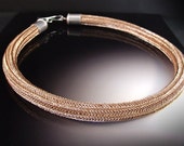 Bronze Statement Necklace, Bronze Viking Knit, Formal Woven Necklace, Bronze & Sterling Silver, Large Stunning Necklace Bold Design Necklace