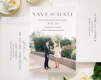 Classic Photo Save the Date, Black and White Save the Date, Modern Wedding Invitation, Modern Save the Dates, Minimalist