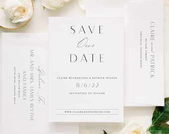Classic Photo Save the Date, Black and White Save the Date, Modern Wedding Invitation, Modern Save the Dates, Minimalist