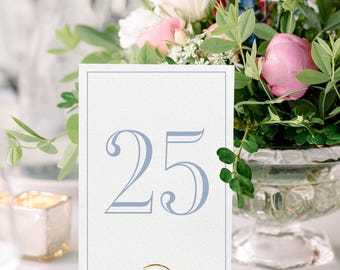 EMILY | Dusty Blue Table Numbers: Elegant Wedding Reception Decor