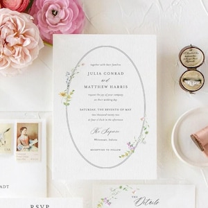 JULIA | Floral Watercolor Wedding Invitations: Spring Wildflower Invite