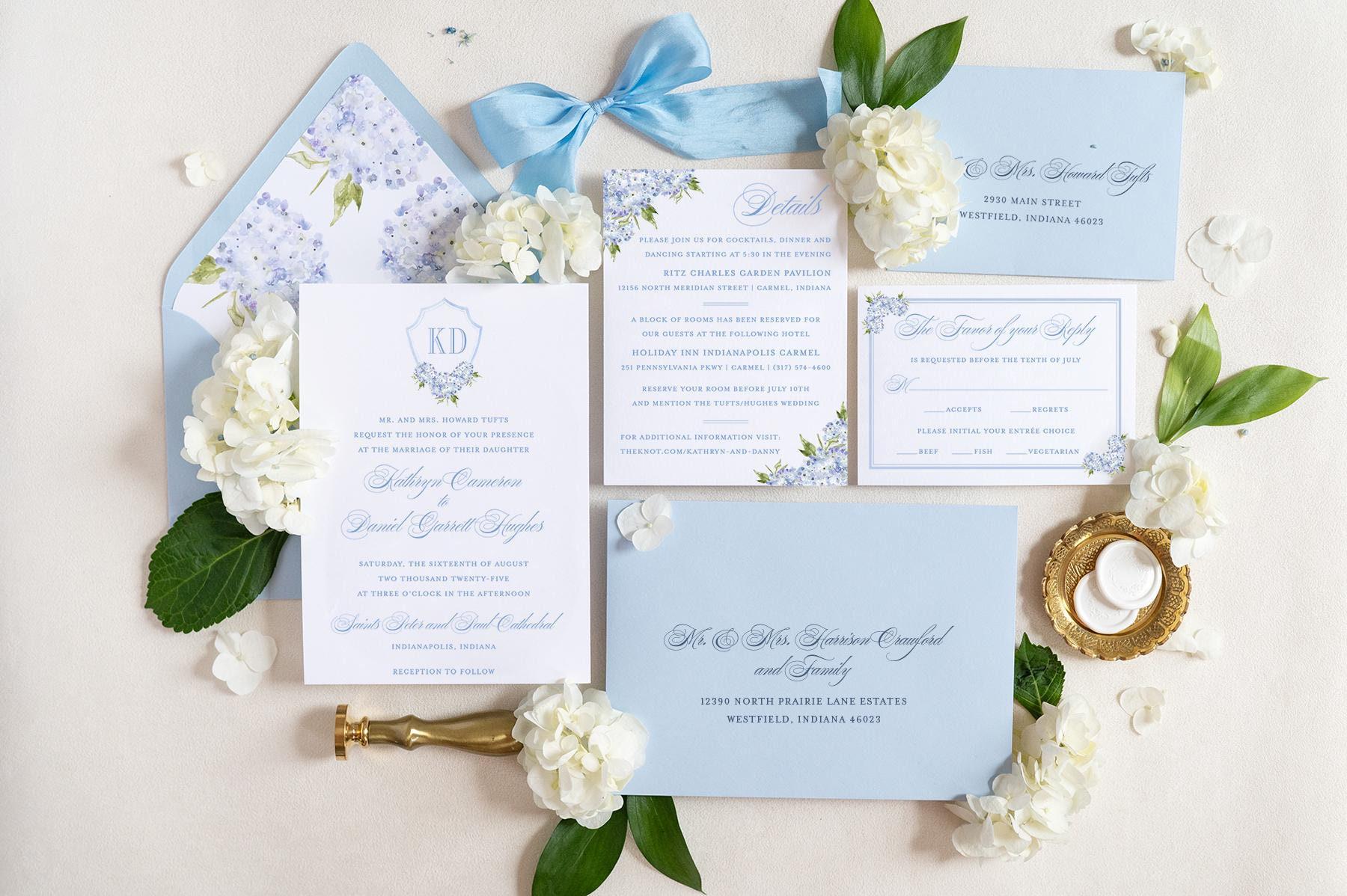 Blue Hydrangea Wedding Invitation Suite