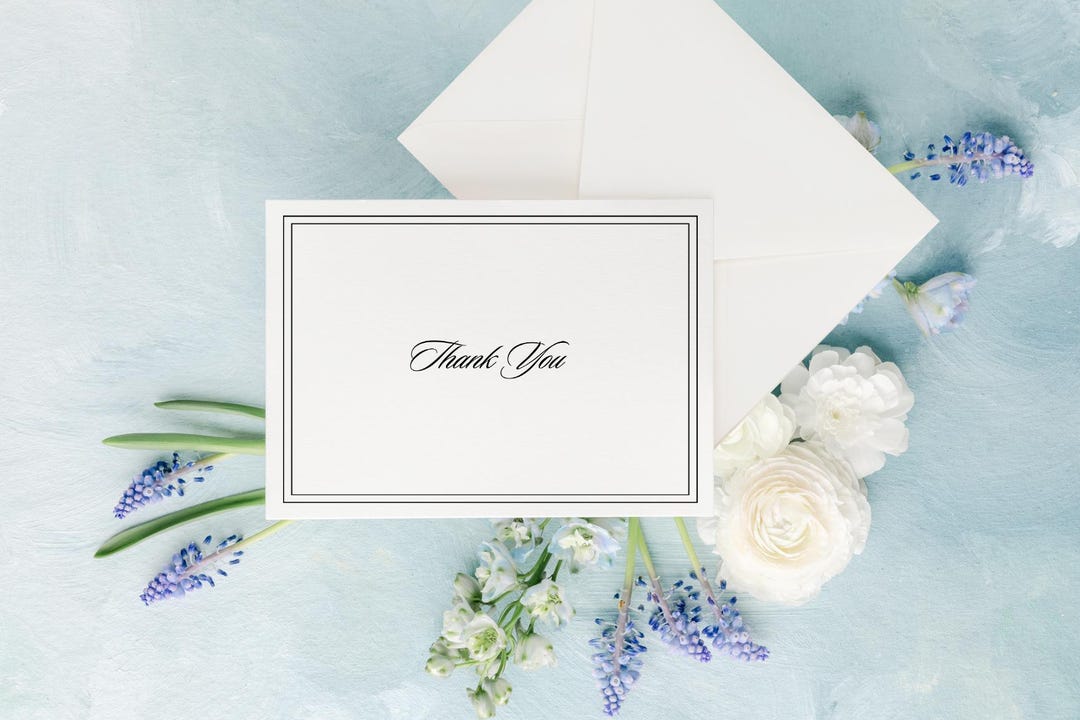 ABIGAIL | Simple Black and White Wedding Thank You Cards, Folded With ...