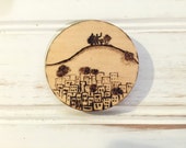 Bernal Height Hill San Francisco Wood Burned Magnet