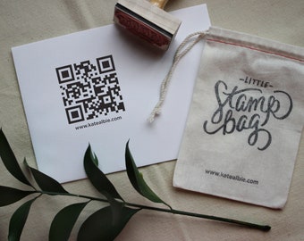 Your Custom QR Code Stamp, Wood Mounted Rubber Stamp with Handle or Self-Inking