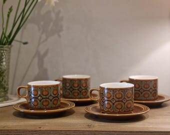 Hornsea Palatine Lancaster Vitramic Flat Coffee Tea Cup Saucer Set