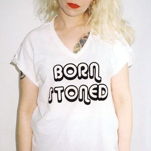 BORN STONED e-girl, weed, pastel grunge, cute stoner t shirt image 1