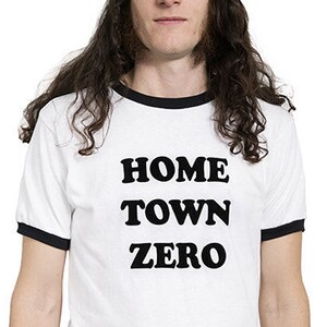 HOME TOWN ZERO Skater Punk Unisex Ringer T-Shirt Nu Goth 90s Grunge Aesthetic Vintage 70s Iron On Letter Statement Saying Bratty Vibes image 2