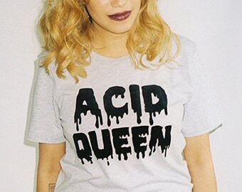ACID QUEEN vaporwave t-shirt, Y2K, retro futurism, neon nostalgia, drippy font graphic tee