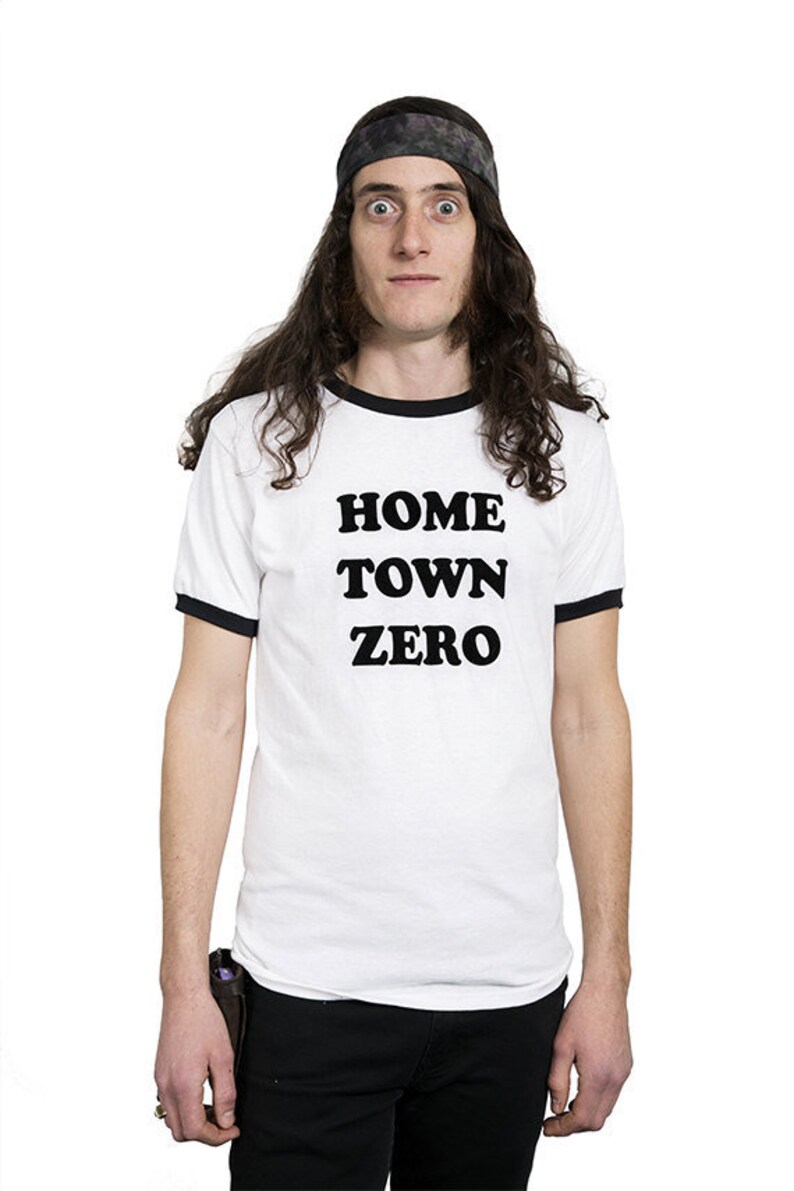 HOME TOWN ZERO Skater Punk Unisex Ringer T-Shirt Nu Goth 90s Grunge Aesthetic Vintage 70s Iron On Letter Statement Saying Bratty Vibes image 2