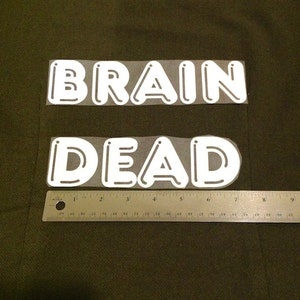 iron on BRAIN DEAD patch, DIY, punk label, novelty applique, iron-on, punk jacket or straight jacket