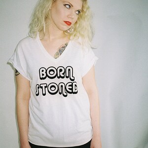 BORN STONED e-girl, weed, pastel grunge, cute stoner t shirt image 2