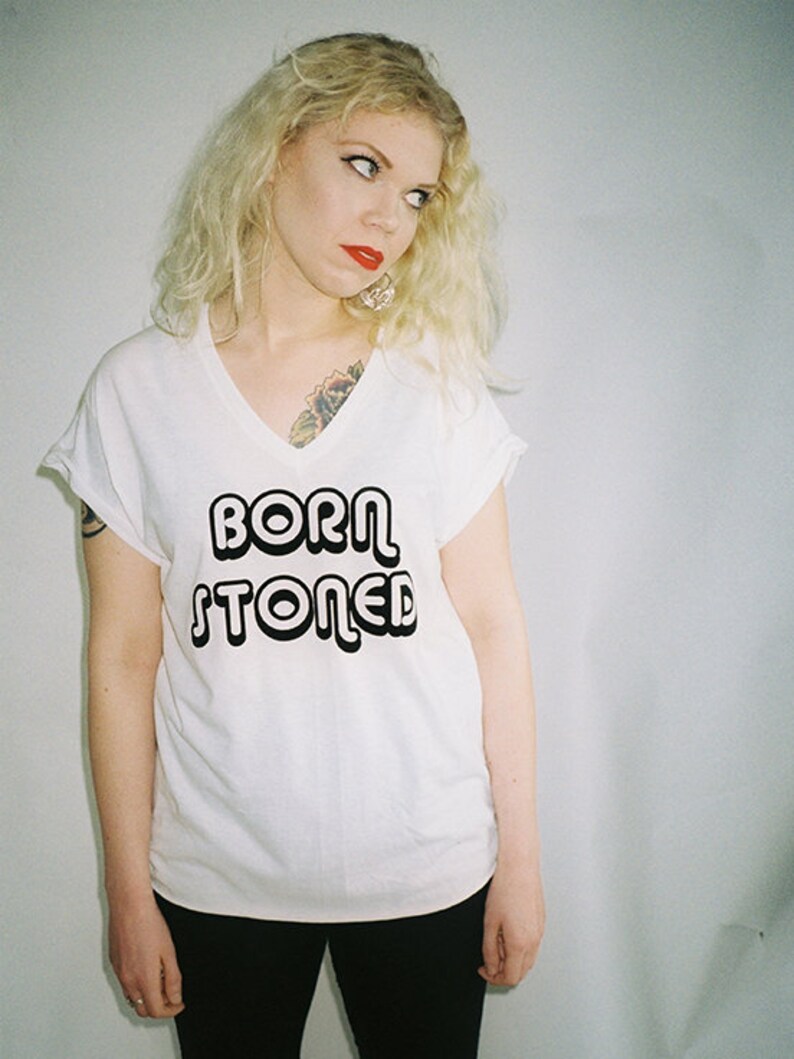 BORN STONED e-girl, weed, pastel grunge, cute stoner t shirt image 2