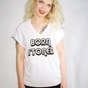 BORN STONED e-girl, weed, pastel grunge, cute stoner t shirt image 3