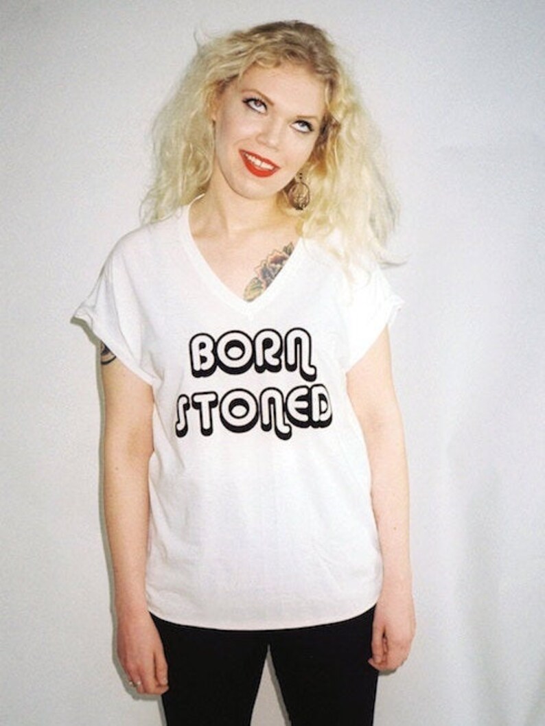 BORN STONED e-girl, weed, pastel grunge, cute stoner t shirt image 3