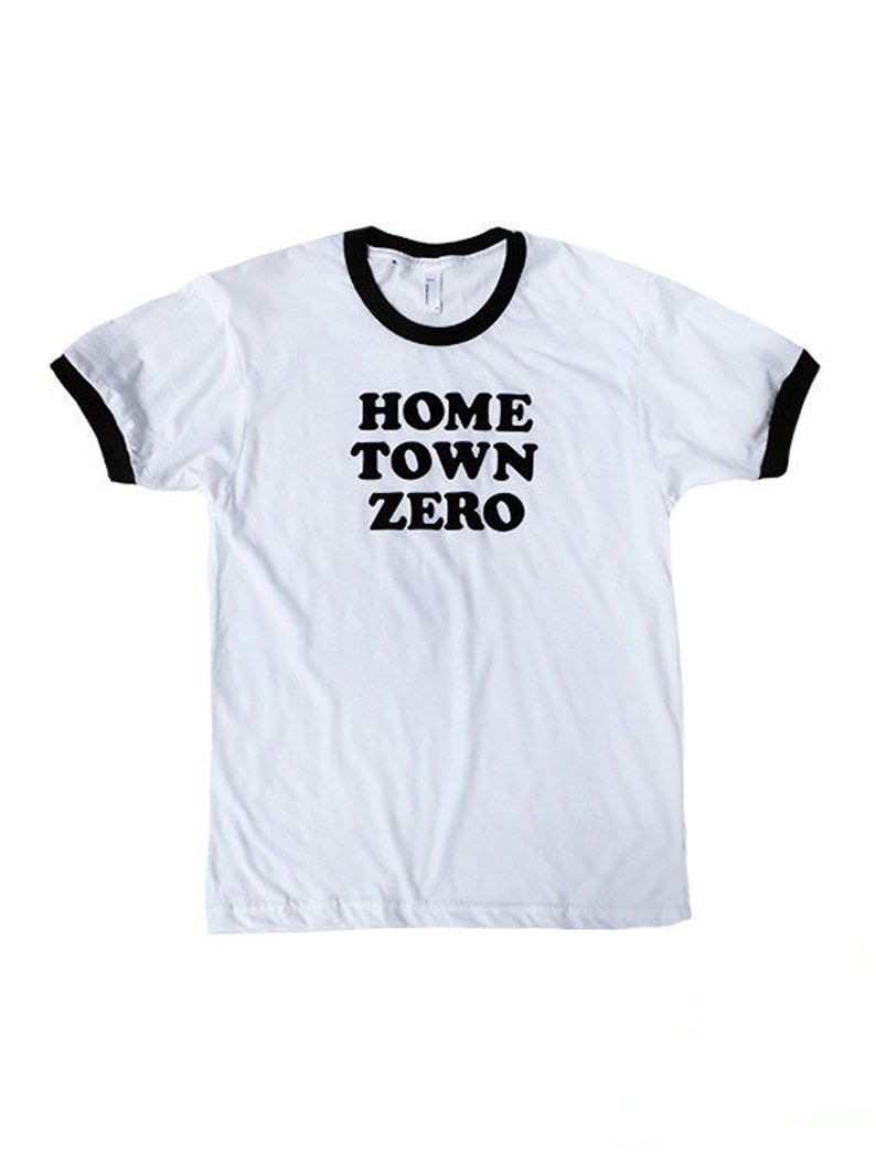 HOME TOWN ZERO Skater Punk Unisex Ringer T-Shirt Nu Goth 90s Grunge Aesthetic Vintage 70s Iron On Letter Statement Saying Bratty Vibes image 3