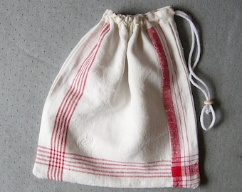 Brotbeutel Leinen großer Brötchenbeutel, vintage weißer Leinen-Brot-Sack, Leinentasche Brötchen, großer Baguettbeutel, Bäckertasche