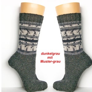 Herrensocken Männersocken Gr. 42-50, Muster-Socken schwarz,hellgrau dunkelgrau, handgestrickte Socken, Damen Wolle-Ringelsocken Gr. 36-41 image 4