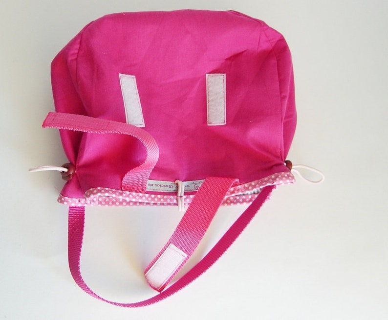 Kindergarten-Tasche, Lenker-Laufrad-Tasche, bunte Fahrradtasche, Pilze, Wald-Tiere, rosa, grau, Dreirad Häkel-Applikation, Schmetterling image 2