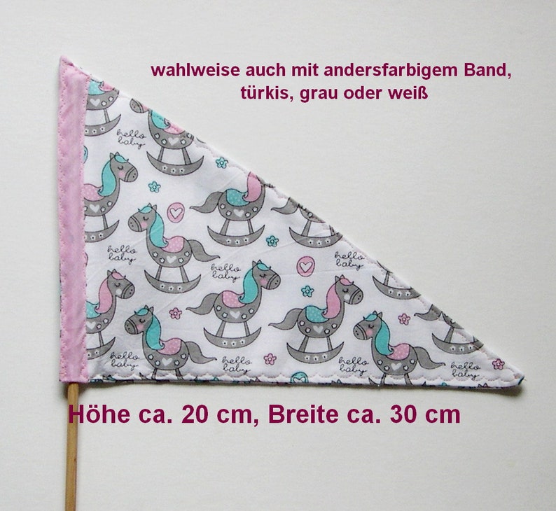 Wimpel rosa Elefant, Dreirad Fahrradwimpel, Fähnchen Kinderwagen, Elefanten Fahne rosa, Einhorn Dreirad, Kinderwagen, Bild 4