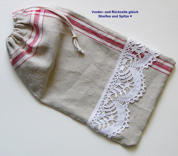 stoffsack aufbewahrung Stoffbeutel salbeigrün mit Streifen kupfergold silber 30x40 Aufbewahru – Luise & Fritz Snips | SnipsLock - reise Farbe:Natur (unbehandelt) und gelbes Seil