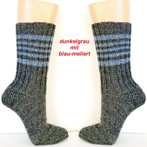 Herrensocken Wollsocken Männer, Socken Gr. 42, 43,44, 45, 46, 47, 48, 49, 50, Männersocken, handgestrickte Socken, einfarbig grau, hellgrau