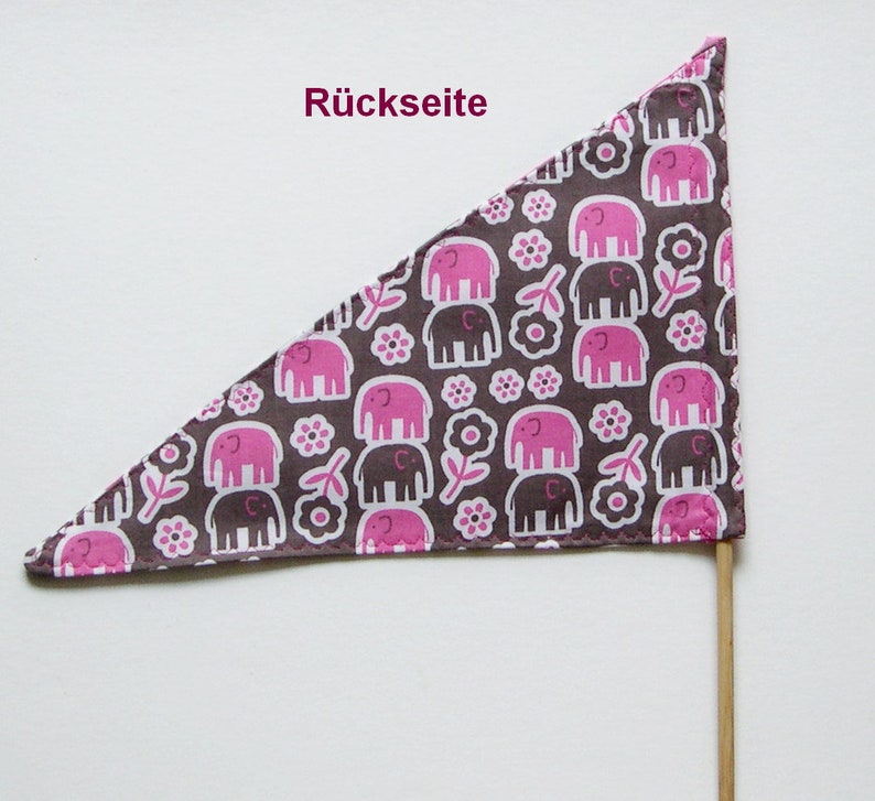 Wimpel rosa Elefant, Dreirad Fahrradwimpel, Fähnchen Kinderwagen, Elefanten Fahne rosa, Einhorn Dreirad, Kinderwagen, Bild 3