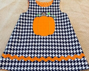 Girls Reversible Dress, Halloween Dress, Thanksgiving Dress, Fall Dress, Pumpkin Dress, Turkey Dress