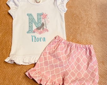 Infant, Toddler, and Youth Custom Princess or Mouse Shorts Outfit