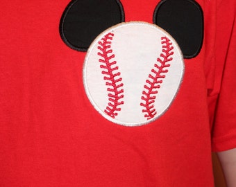 Infant, Toddler, Youth, and Adult Baseball Mouse Shirt