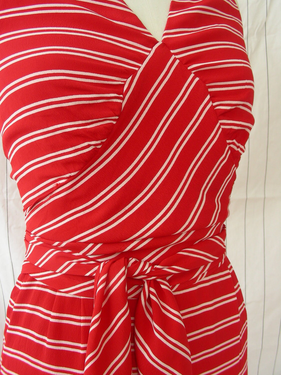 Vintage Ferragamo Sleeveless Day Dress in Red Striped Silk by | Etsy