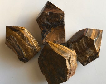 Tiger's Eye Standing Point with Natural Raw Sides,Tiger Eye, Healing Stones, Chakra Stones, Spiritual Stone, Healing Crystals
