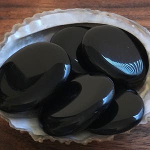 Black Obsidian Small Palm Stone, Smooth Flat Touch Stone,Spiritual Stone, Healing Stone, Healing Crystal, Chakra image 1