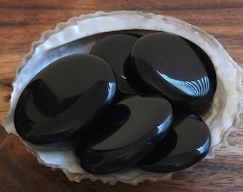 Black Obsidian Small Palm Stone, Smooth Flat Touch Stone,Spiritual Stone, Healing Stone, Healing Crystal, Chakra