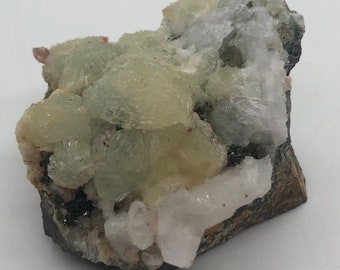 Prehnite Natural Raw Stone, Prehnite Specimen with Quartz and Epidote from Tafelkop Namibia, Healing crystals and Stones