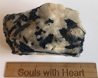 Black Tourmaline in White Quartz,Large  Beautiful Natural Stone, Healing Stone, Spiritual Stone, Healing Crystal