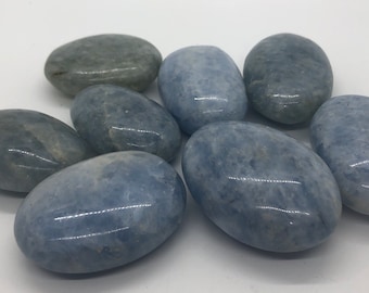 Blue Calcite Palm Stone, Gallet Stone, relaxing stone, Healing Stone, Healing Crystal, Chakra Stone, Spiritual Stone, Meditation