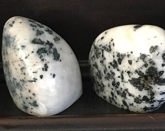 Black Tourmaline In White Quartz, Polished Blue Black Indicolite in White Quartz, Healing Stone, Spiritual Stone, Healing Crystal